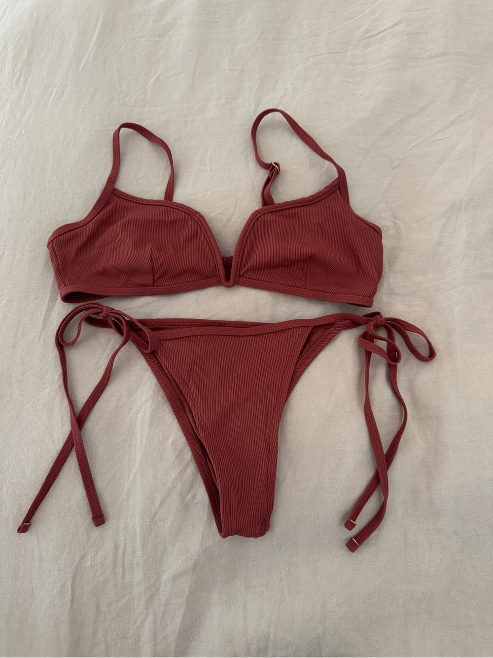 Somerfield Swim Ribbed Tie-Side Bikini Set in Bloom